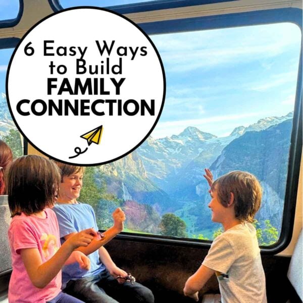 6 Easy Ways to Build Family Connection: Children on a train are playing by a window